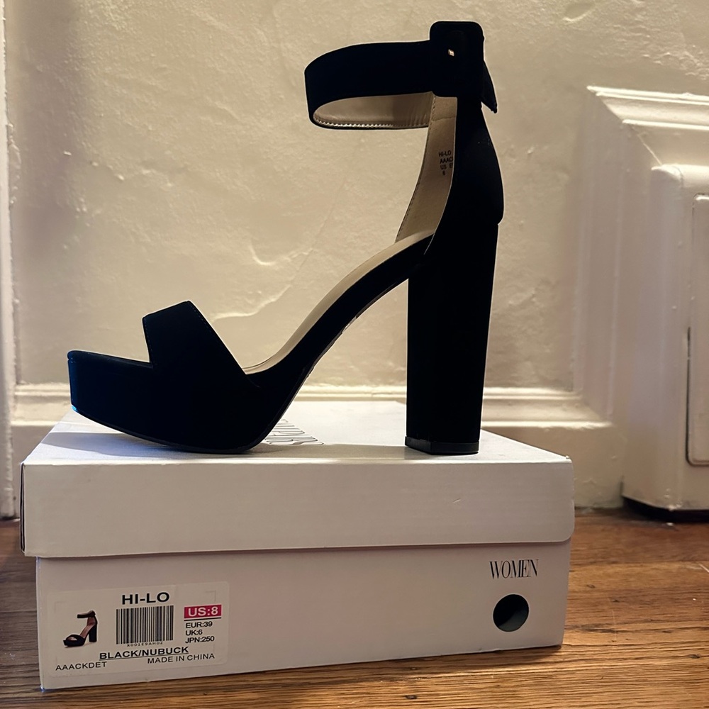 Black Fo-suede 6 inch heels